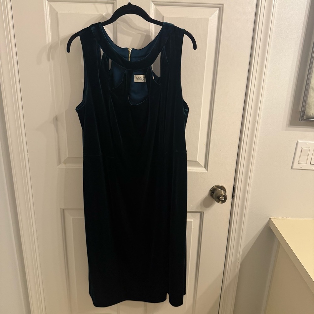 Eliza J Green Sleeveless Velvet Dress